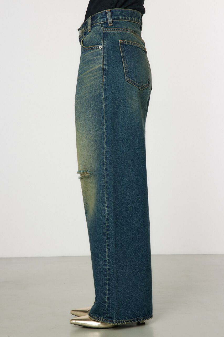 RODEO CROWNS「タックワイドクラッシュデニムパンツ」|デニム|