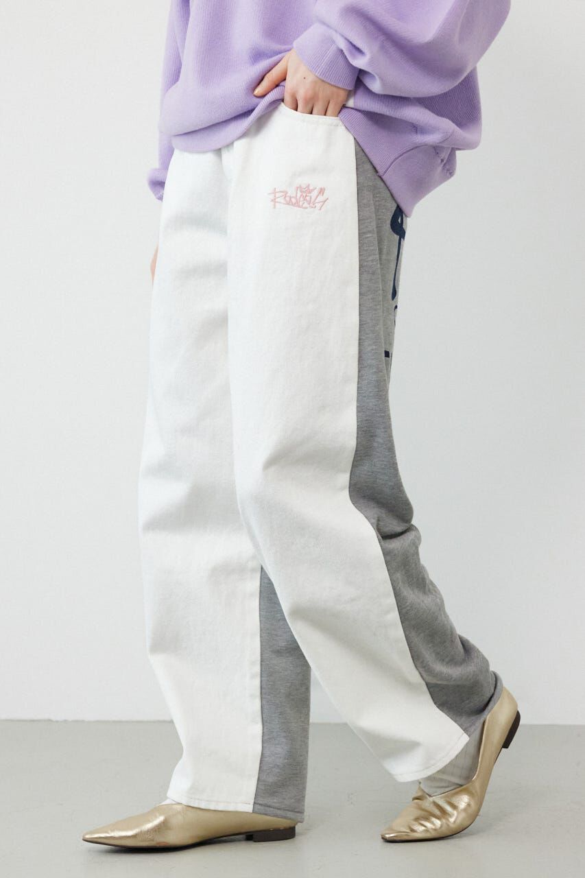 RODEO CROWNS「BIG sign logo コンビパンツ」|デニム|