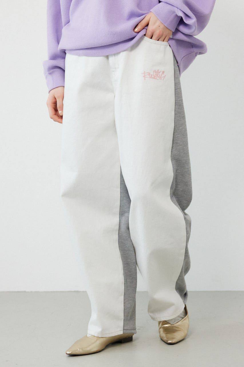 RODEO CROWNS「BIG sign logo コンビパンツ」|デニム|