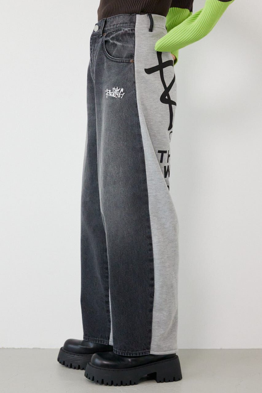 RODEO CROWNS「BIG sign logo コンビパンツ」|デニム|