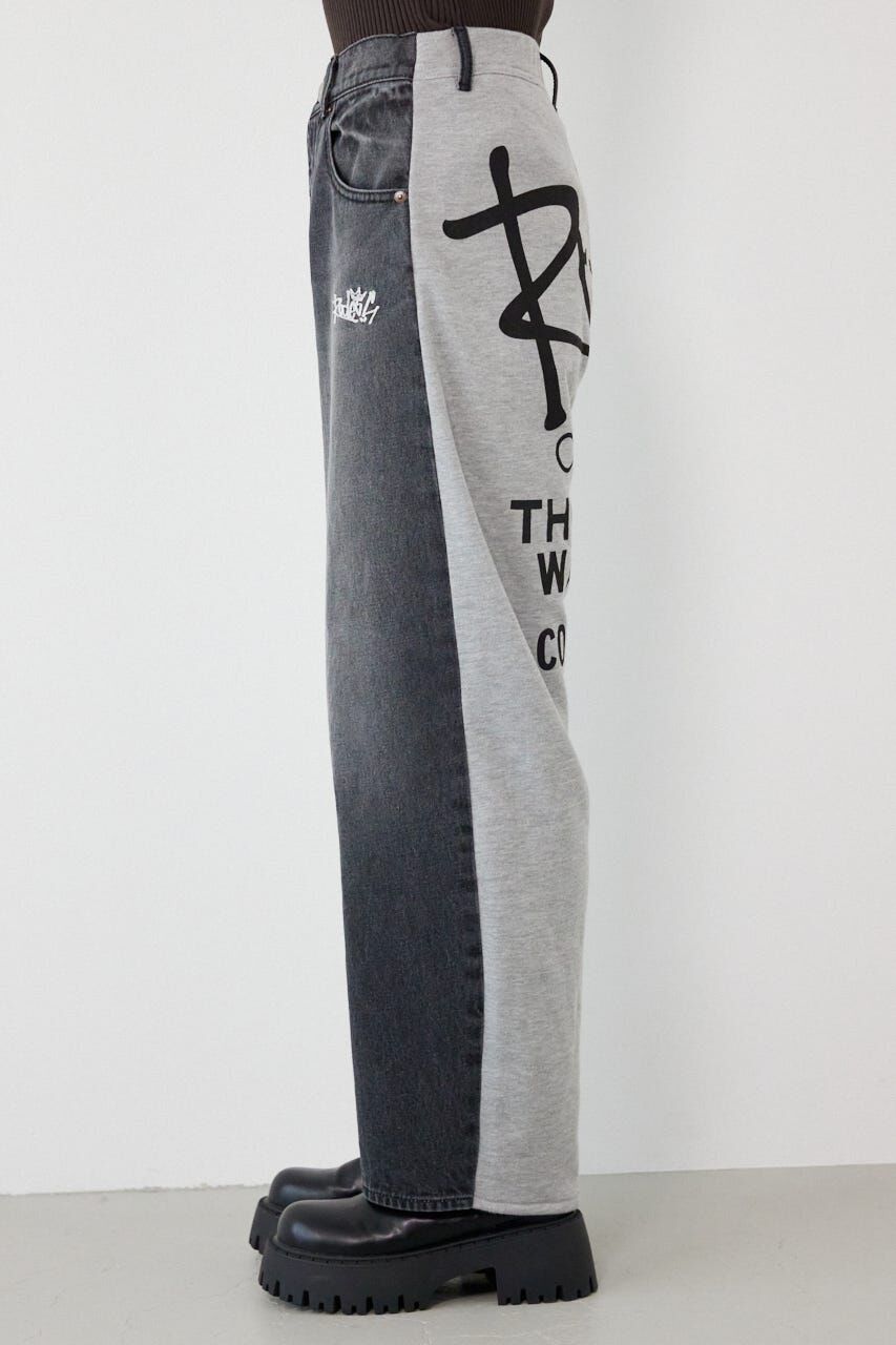 RODEO CROWNS「BIG sign logo コンビパンツ」|デニム|
