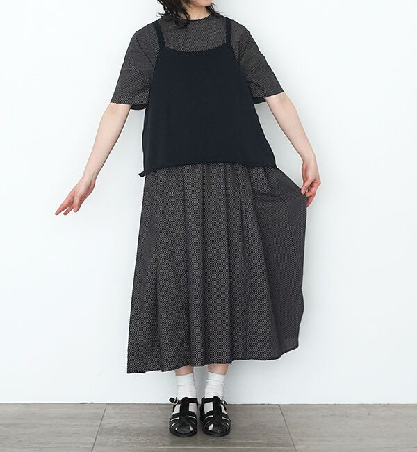 オオカミとフクロウ「フクロウと三拍子のブーケ&rdquo;5分袖&rdquo;」|ワンピース|ブラック