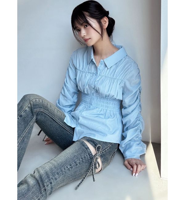 RESEXXY「ギャザーデザインチュニックシャツ」|シャツ・ブラウス|