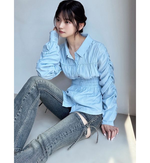 RESEXXY「ギャザーデザインチュニックシャツ」|シャツ・ブラウス|