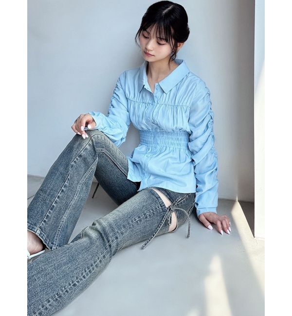 RESEXXY「ギャザーデザインチュニックシャツ」|シャツ・ブラウス|