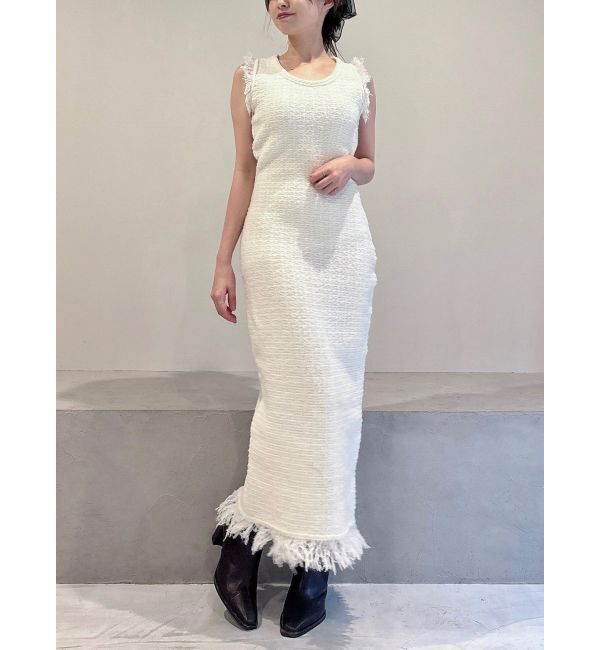 RESEXXY「フリンジニットワンピース【セットアップ着用可能】」|ワンピース|ホワイト