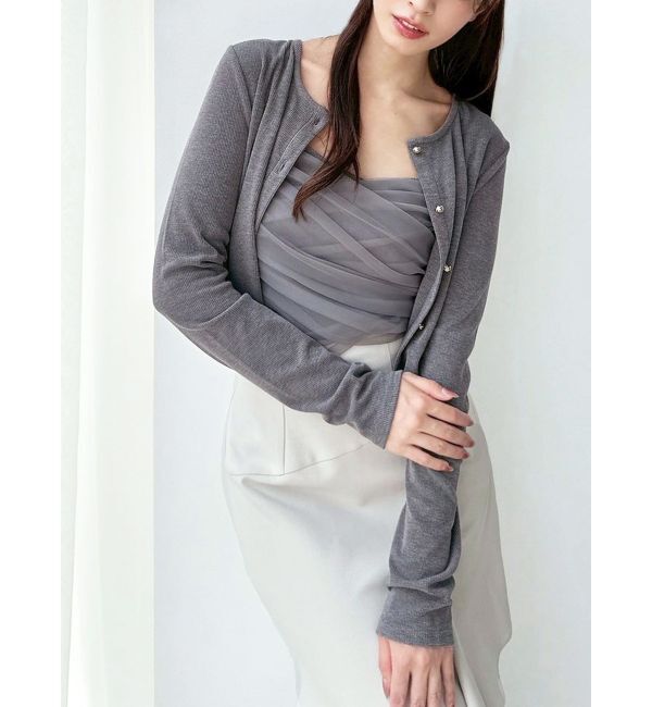 RESEXXY「チュールドッキングアンサンブルトップス」|Tシャツ・カットソー|グレー