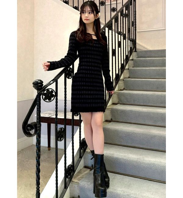 RESEXXY「ジャガードチェックニットミニワンピース」|ワンピース|