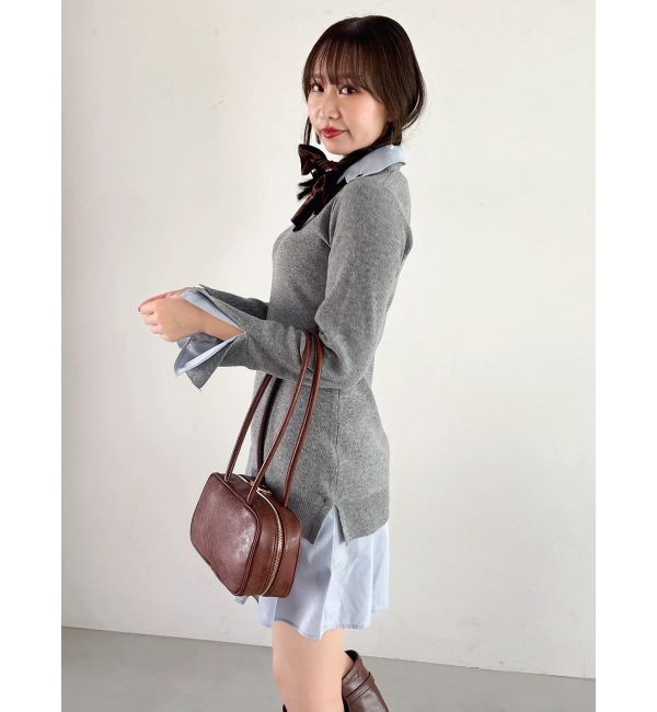 dazzlin「【POLO BCSコラボ】シャツレイヤードニットミニワンピース ※BEIGE WEB限定カラー」|ワンピース|