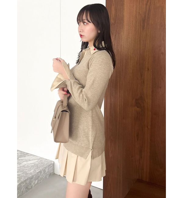 dazzlin「【POLO BCSコラボ】シャツレイヤードニットミニワンピース ※BEIGE WEB限定カラー」|ワンピース|