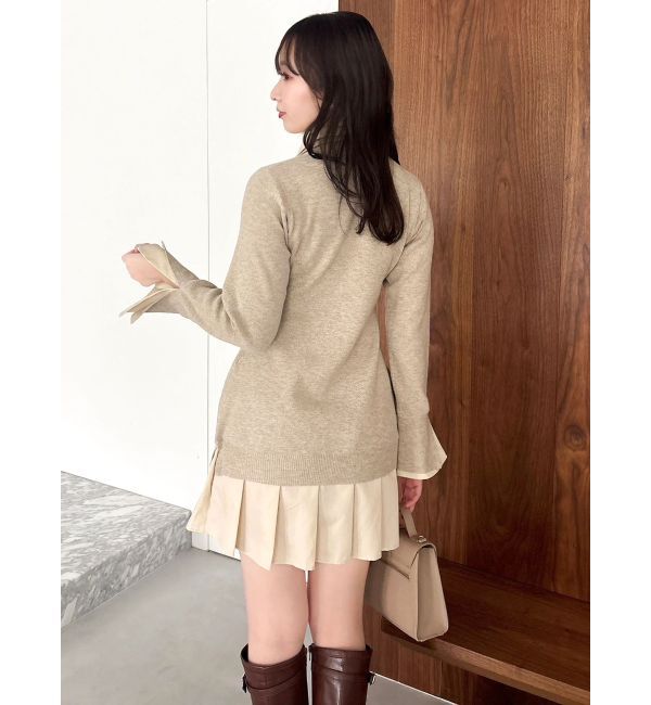 dazzlin「【POLO BCSコラボ】シャツレイヤードニットミニワンピース ※BEIGE WEB限定カラー」|ワンピース|