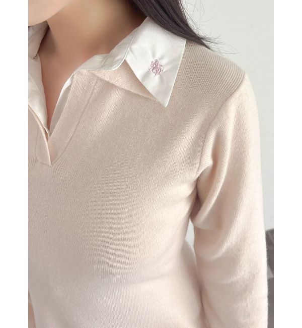 dazzlin「【POLO BCSコラボ】シャツレイヤードニットミニワンピース ※BEIGE WEB限定カラー」|ワンピース|