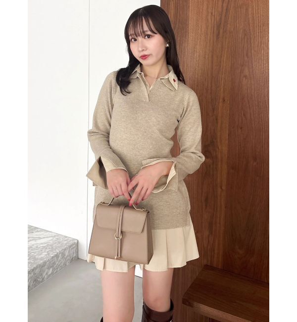 dazzlin「【POLO BCSコラボ】シャツレイヤードニットミニワンピース ※BEIGE WEB限定カラー」|ワンピース|ベージュ