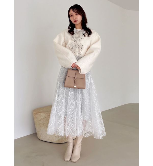 dazzlin「トリプルリボンショートブルゾン」|ブルゾン・スタジャン|