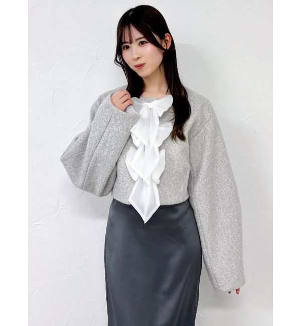 dazzlin「トリプルリボンショートブルゾン」|ブルゾン・スタジャン|