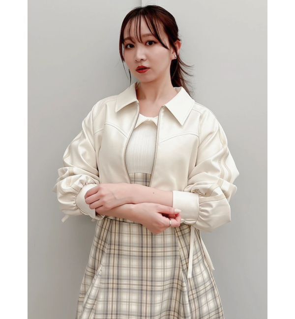 dazzlin「サイドギャザーショートブルゾン」|ブルゾン・スタジャン|