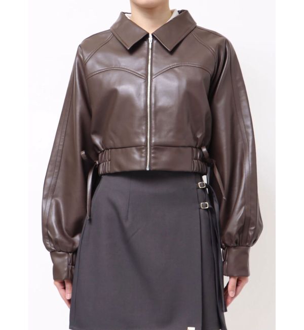 dazzlin「サイドギャザーショートブルゾン」|ブルゾン・スタジャン|