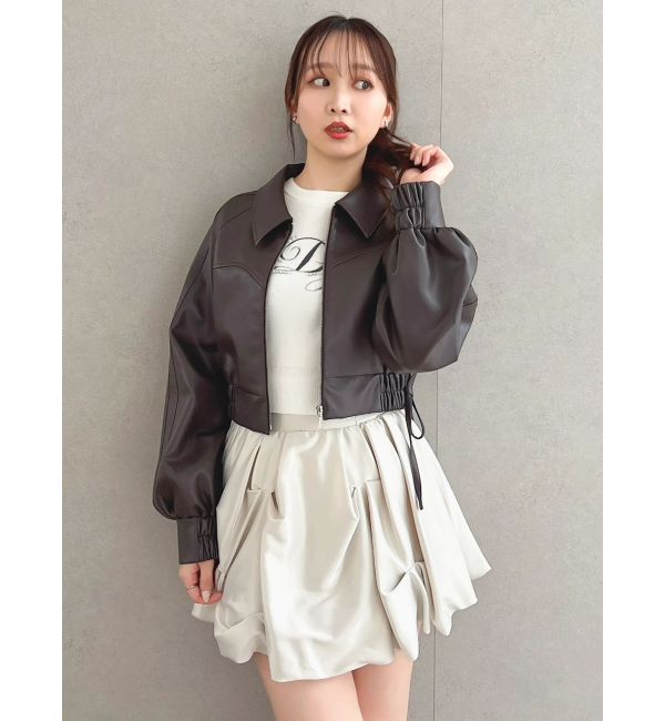 dazzlin「サイドギャザーショートブルゾン」|ブルゾン・スタジャン|