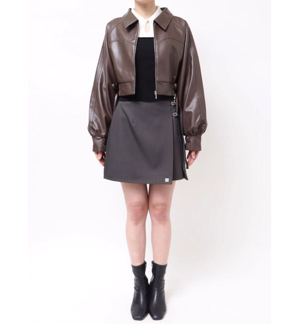 dazzlin「サイドギャザーショートブルゾン」|ブルゾン・スタジャン|