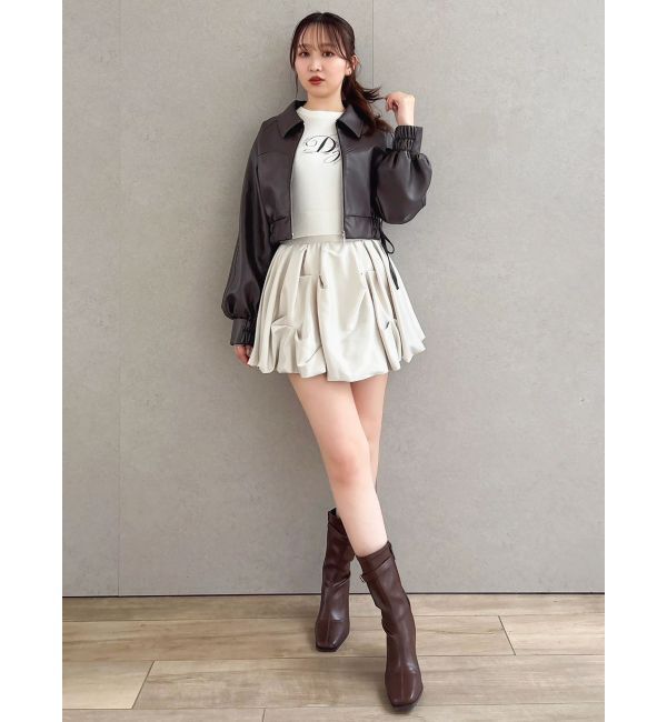 dazzlin「サイドギャザーショートブルゾン」|ブルゾン・スタジャン|