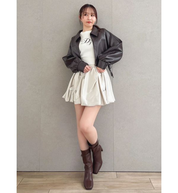 dazzlin「サイドギャザーショートブルゾン」|ブルゾン・スタジャン|