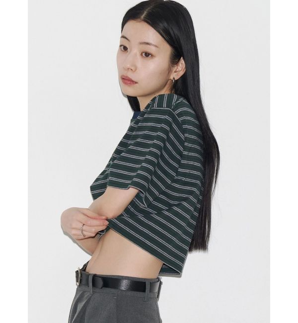 EMODA「【VEQUM】HIGH GAUGE BORDER SHORT T SHIRT」|Tシャツ・カットソー|