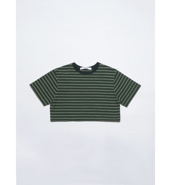 EMODA「【VEQUM】HIGH GAUGE BORDER SHORT T SHIRT」|Tシャツ・カットソー|グリーン