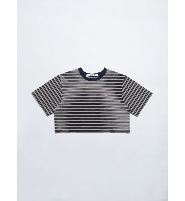 EMODA「【VEQUM】HIGH GAUGE BORDER SHORT T SHIRT」|Tシャツ・カットソー|ネイビー