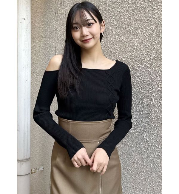 MURUA「ワンショルダーレースアップニット」|ニット・セーター|