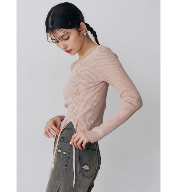 MURUA「ワンショルダーレースアップニット」|ニット・セーター|