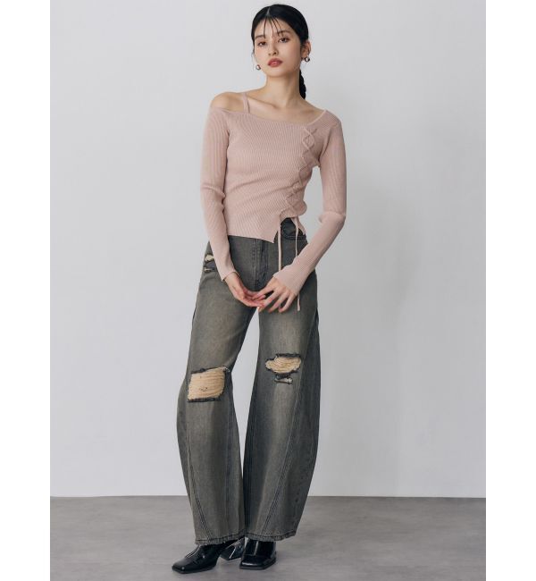 MURUA「ワンショルダーレースアップニット」|ニット・セーター|