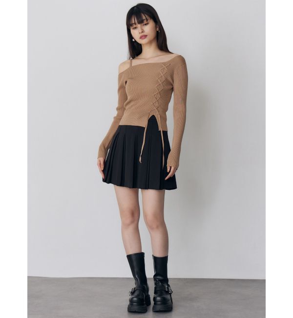 MURUA「ワンショルダーレースアップニット」|ニット・セーター|