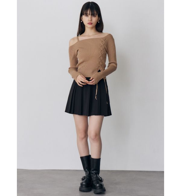 MURUA「ワンショルダーレースアップニット」|ニット・セーター|