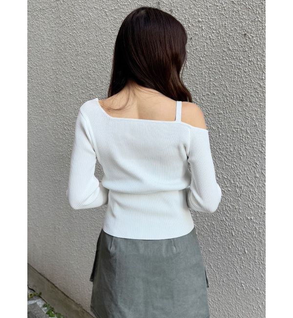 MURUA「ワンショルダーレースアップニット」|ニット・セーター|