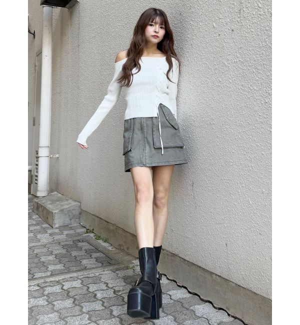 MURUA「ワンショルダーレースアップニット」|ニット・セーター|