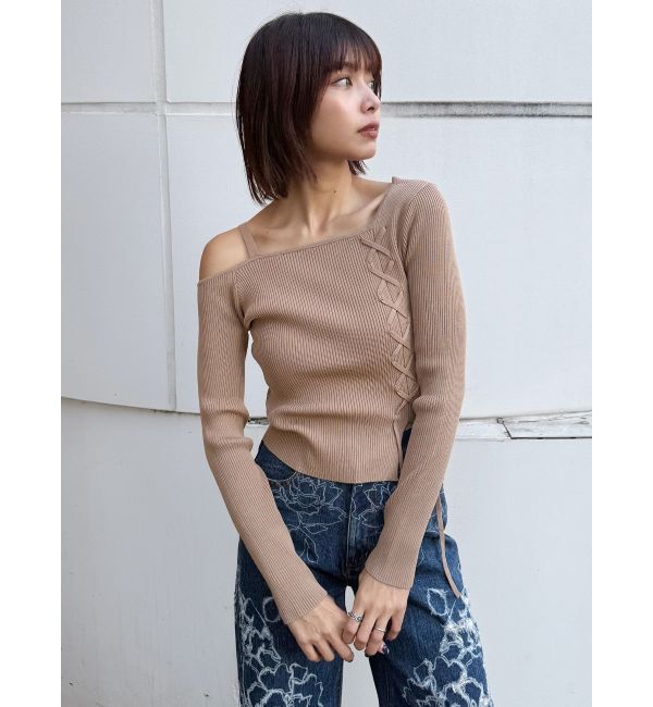 MURUA「ワンショルダーレースアップニット」|ニット・セーター|
