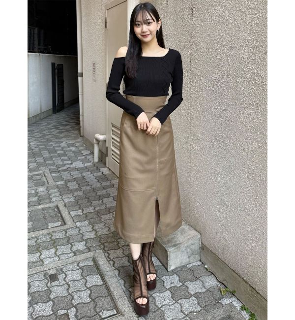 MURUA「ワンショルダーレースアップニット」|ニット・セーター|