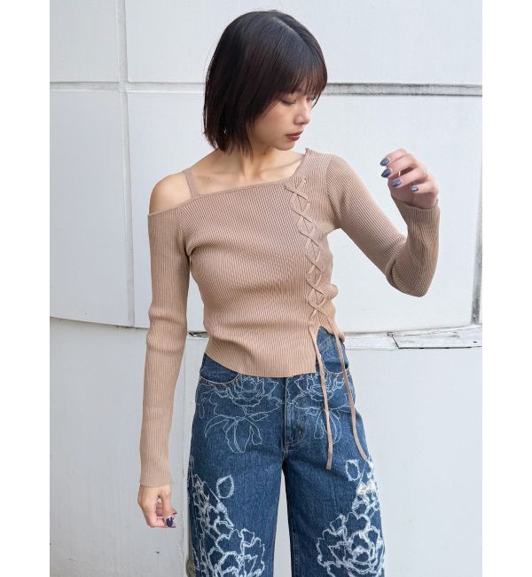 MURUA「ワンショルダーレースアップニット」|ニット・セーター|