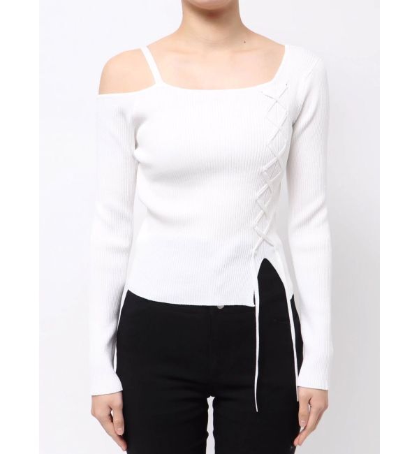 MURUA「ワンショルダーレースアップニット」|ニット・セーター|