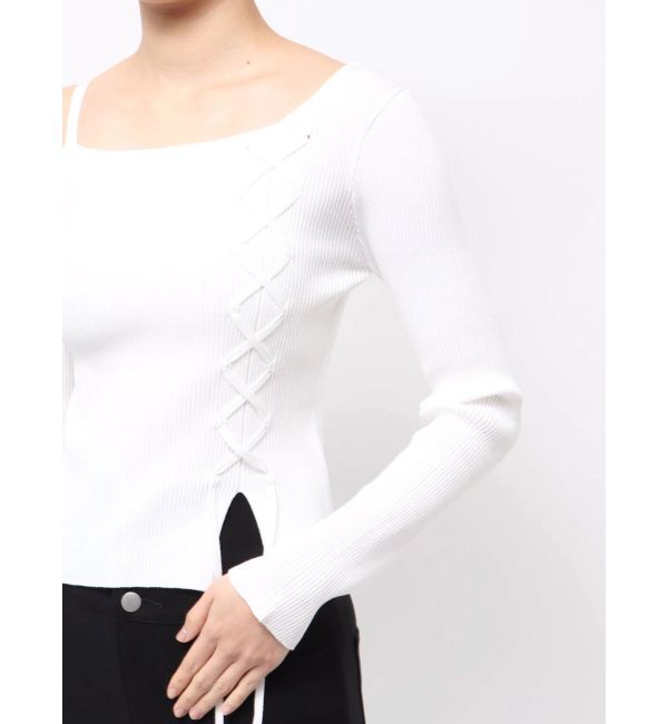 MURUA「ワンショルダーレースアップニット」|ニット・セーター|