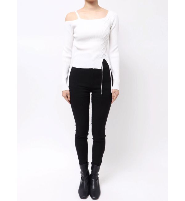 MURUA「ワンショルダーレースアップニット」|ニット・セーター|