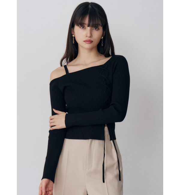 MURUA「ワンショルダーレースアップニット」|ニット・セーター|