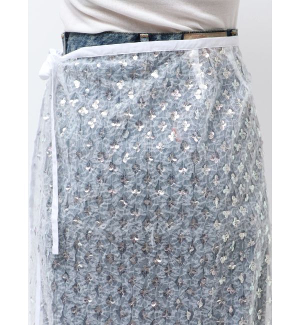 Ungrid「スパンコールチュールラップスカート」|スカート|