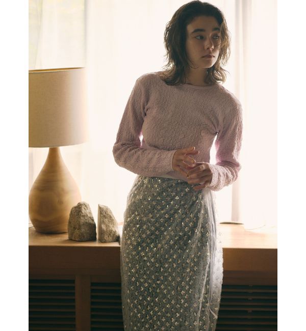 Ungrid「スパンコールチュールラップスカート」|スカート|