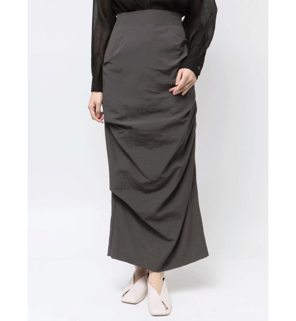 LAGUNAMOON「タックドレープタイトスカート」|スカート|チャコールグレー