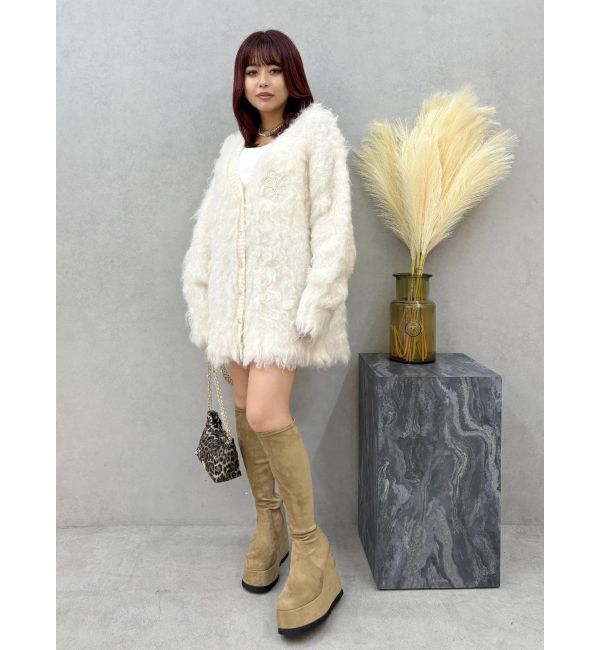 EVRIS「ビジューシャギーニットカーディガン」|カーディガン|