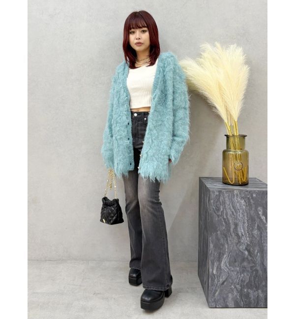 EVRIS「ビジューシャギーニットカーディガン」|カーディガン|