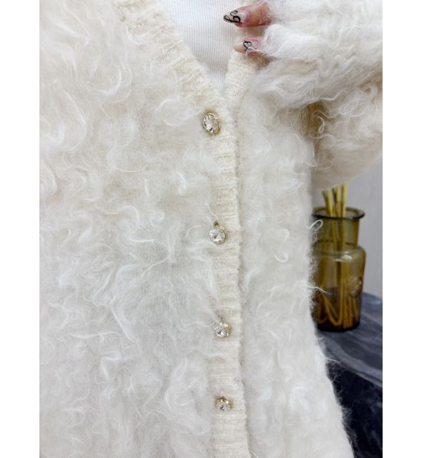 EVRIS「ビジューシャギーニットカーディガン」|カーディガン|