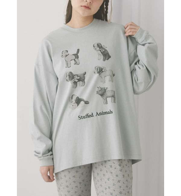merry jenny「stuffed animalロンT」|Tシャツ・カットソー|ブルー