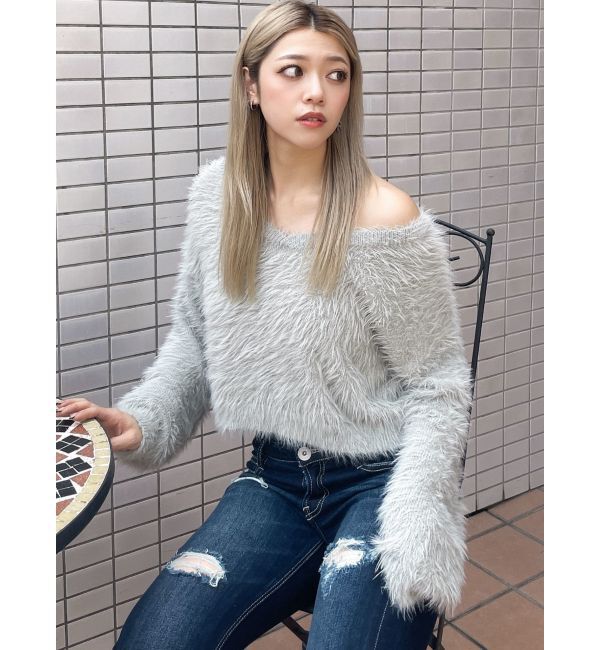 GYDA「シャギーショートLOOSEニットトップス」|ニット・セーター|